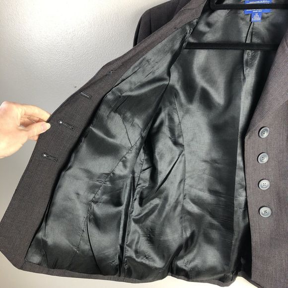 Pendleton Suit Jacket Womens 12 Petite 100% Virgin Wool Button Front Blazer Gray - Picture 9 of 13